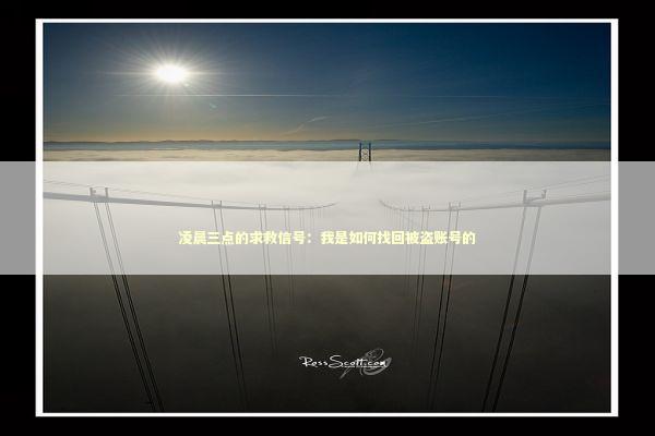 凌晨三点的求救信号：我是如何找回被盗账号的 IT技术